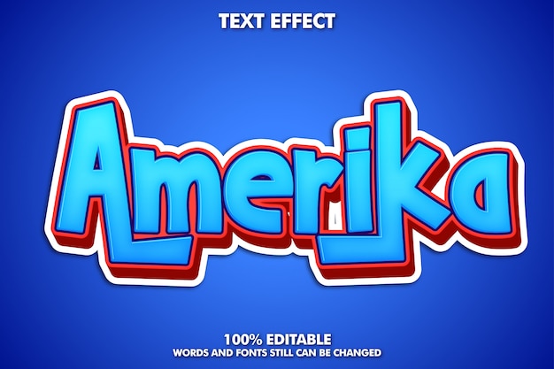 Amerika 라벨 스티커, editabke 만화 텍스트 효과