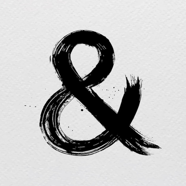 Ampersand symbol grunge hand drawn font style vector