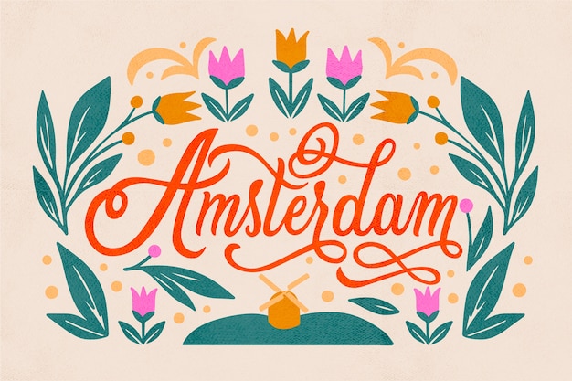 Бесплатное векторное изображение Амстердам город надписи
