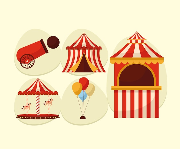 Free vector amusement fair icons