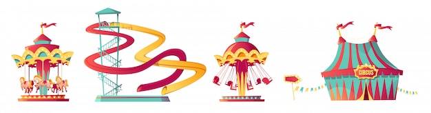 Free vector amusement park, carnival or festive fair cartoon