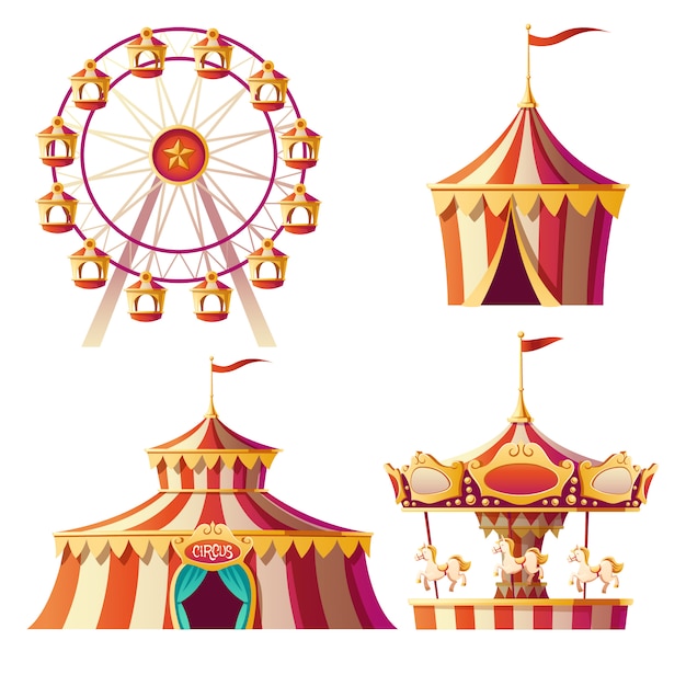 Free vector amusement park, carnival or festive fair cartoon