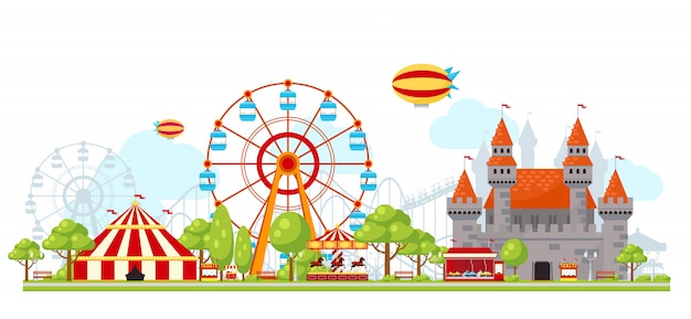 Free vector amusement park composition