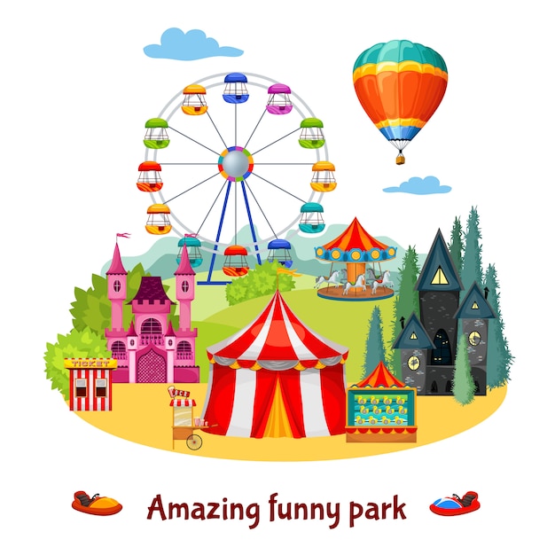 Free vector amusement park composition