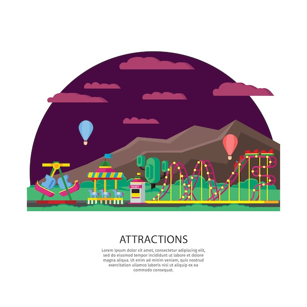 Free vector amusement park or funfair concept