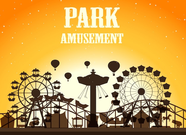 Free vector amusement park silhouette background