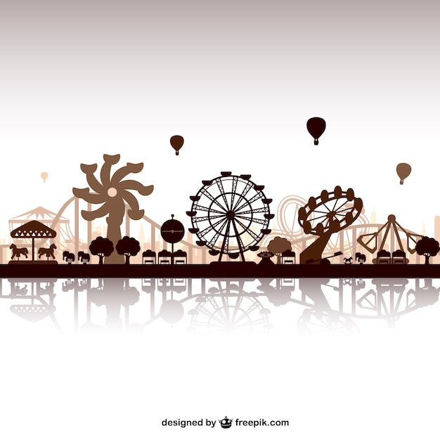 Free vector amusement park skyline