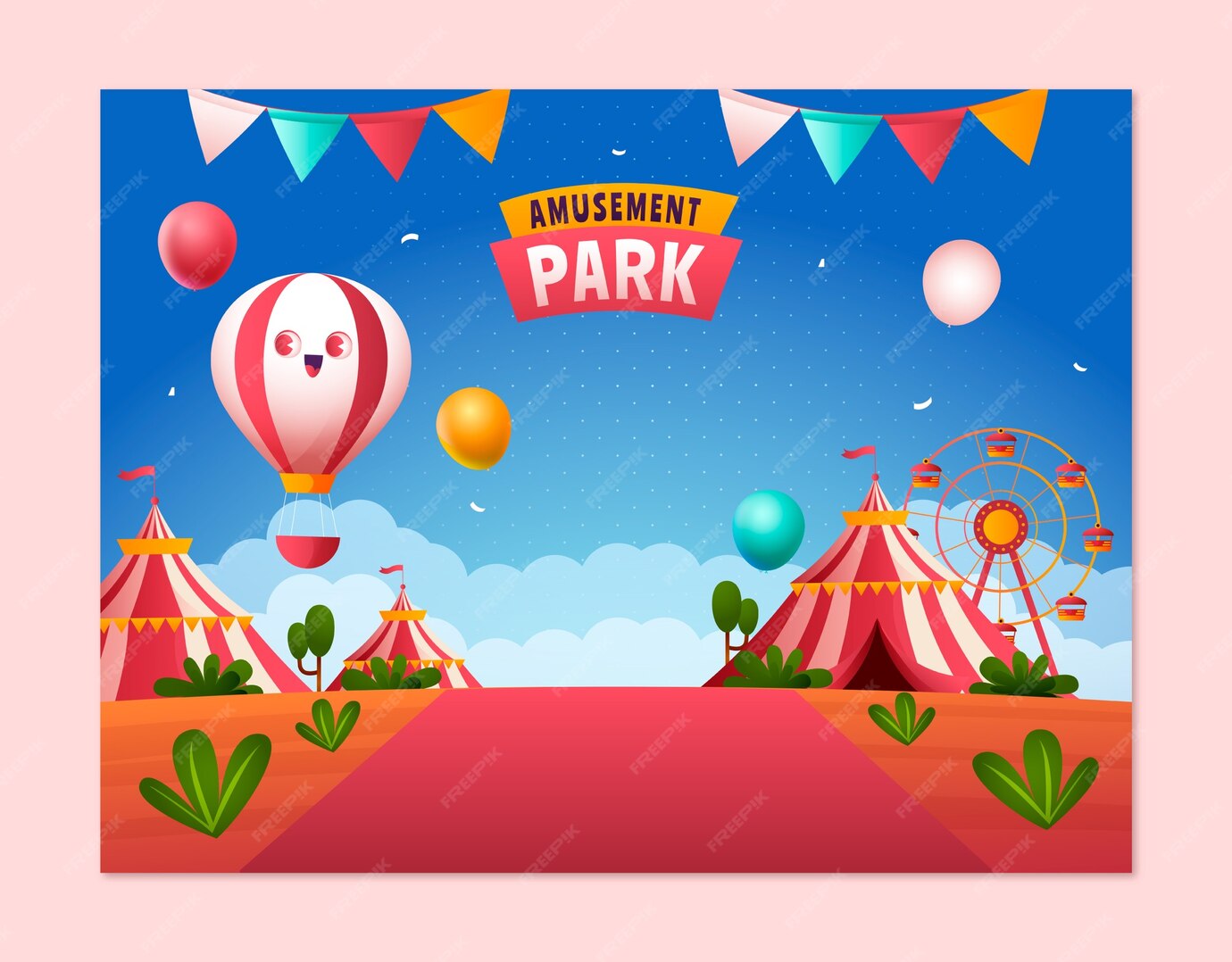 Free Vector Amusement park template design Free Vector Amusement park template design
