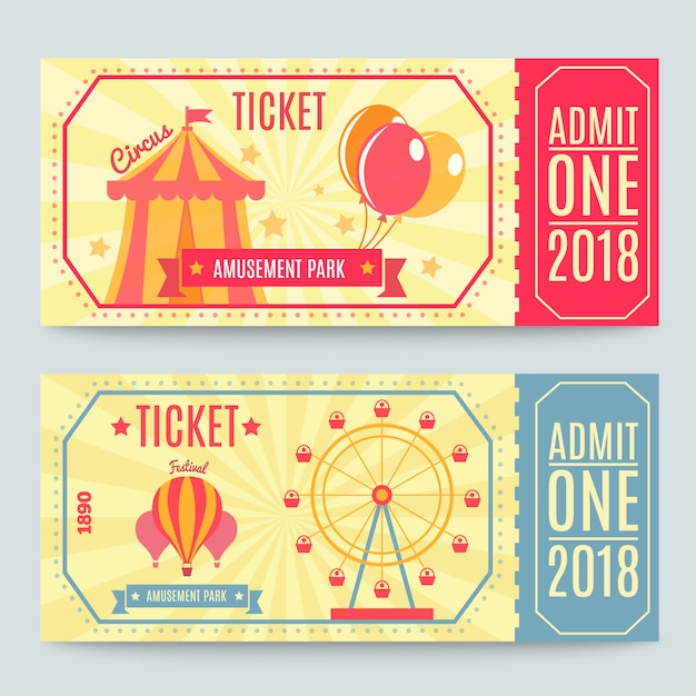 Free vector amusement park tickets set