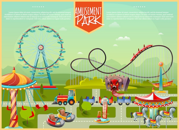 Free vector amusement park vector illustration