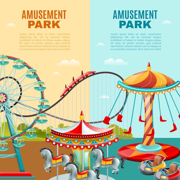 Free vector amusement park vertical banners