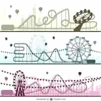 Free vector amusement parks set