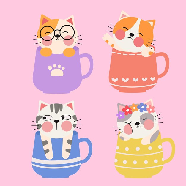 映画館のイラストで映画を見ている猫 プレミアムベクター