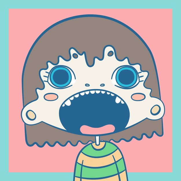 悲鳴を上げる女の子のイラスト プレミアムベクター