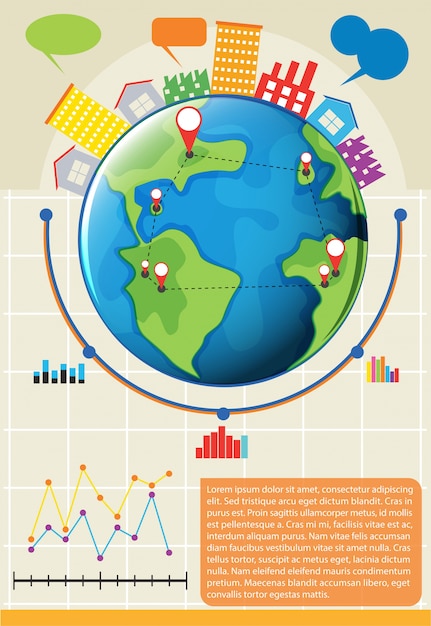 Бесплатное векторное изображение Инфографика, показывающая глобус и другие вещи