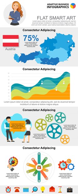 Analysis and management charts set for presentation slide templates