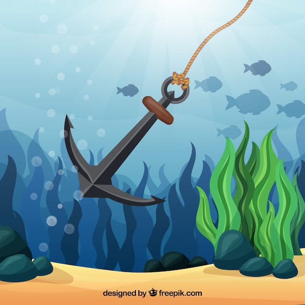 Free vector anchor background with fish