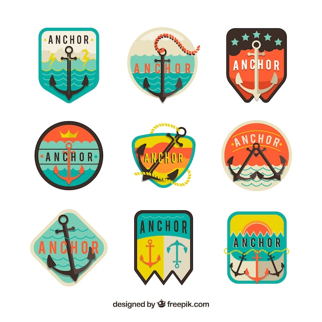 Free vector anchor label collection of nine