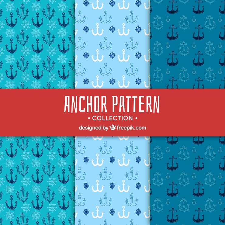 Free Vector anchor pattern collection in blue tones