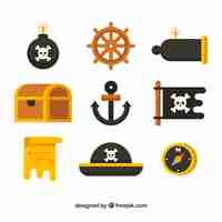 Free vector anchor and pirate elements in flat design