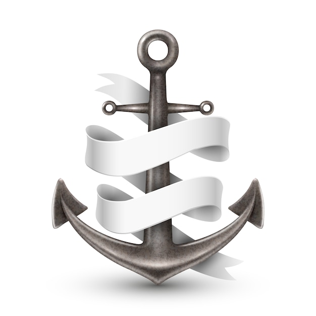 Free vector anchor with ribbon 3d design