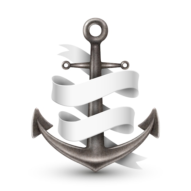 Anchor With Ribbon 3d Design