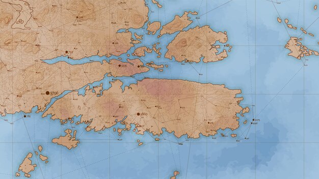 Ancient abstract earth relief map with big data and connections. 