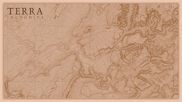 Ancient abstract earth relief old map. Generated conceptual elevation map of fantasy landscape.