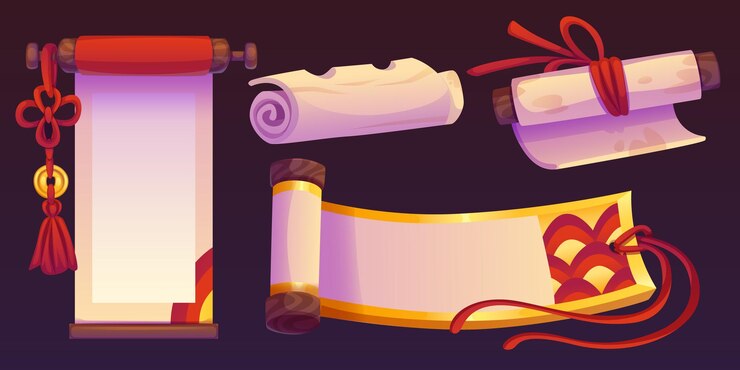 Free Vector ancient chinese paper scrolls set