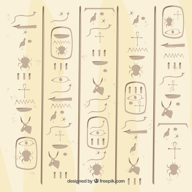 Ancient egypt hieroglyphics background with flat design