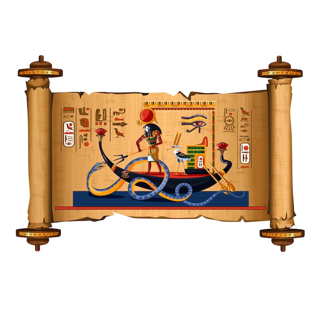 Free vector ancient egypt papyrus scroll cartoon