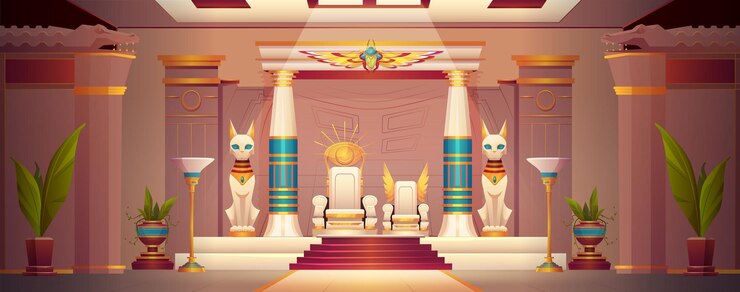 Free Vector ancient egyptian pharaoh throne in palace interior