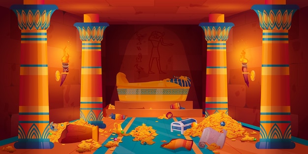 Free vector ancient egyptian temple cartoon game background