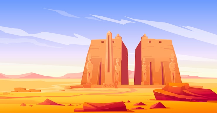 無料Vector 像とオベリスクがある古代エジプトの寺院