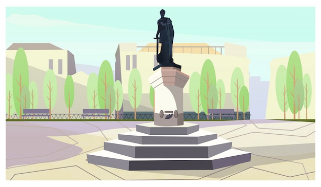 Бесплатное векторное изображение Древний король с мечом памятник на стенде иллюстрации