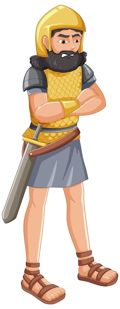 Free vector ancient knight cartoon character with sword