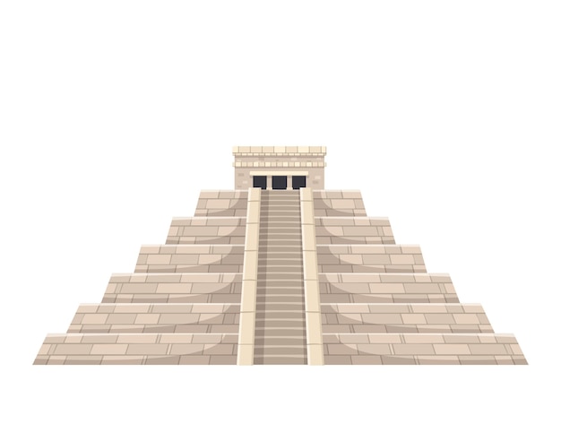 白い背景のベクトル図に古代マヤのピラミッド漫画アイコン