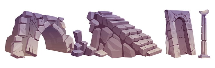 Free Vector ancient ruin vector set old atlantis building