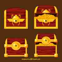 Free vector ancient treasure box collection with flat design