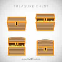 Free vector ancient treasure box collection with flat design