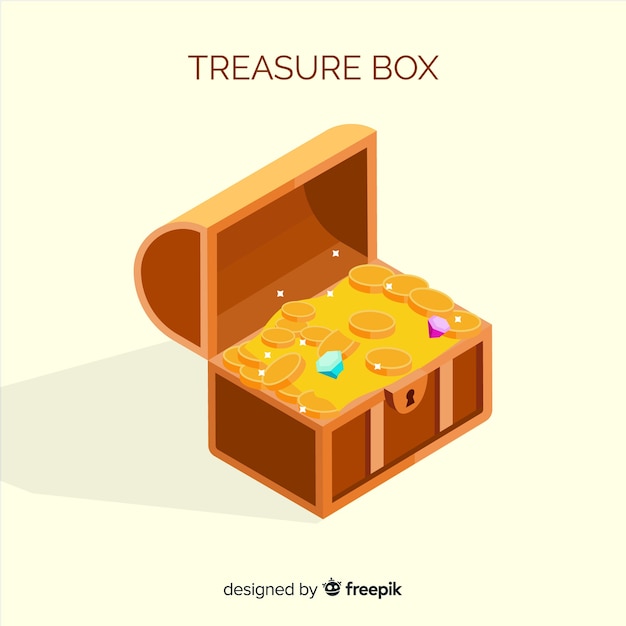 Ancient treasure box with flat design