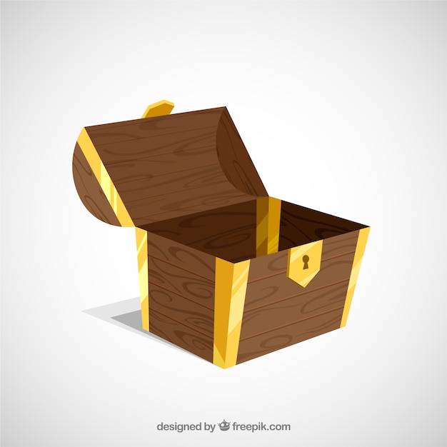 Ancient treasure chest with flat design