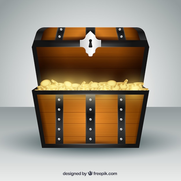 Free vector ancient treasure chest with realistic design