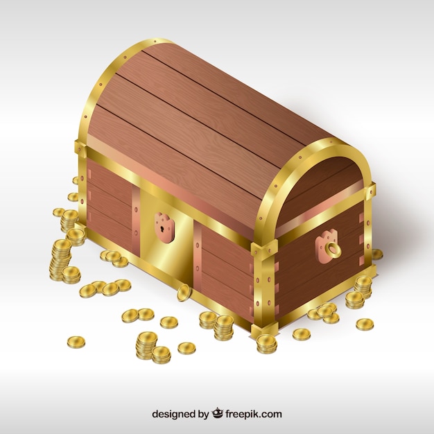 Free vector ancient treasure chest with realistic design