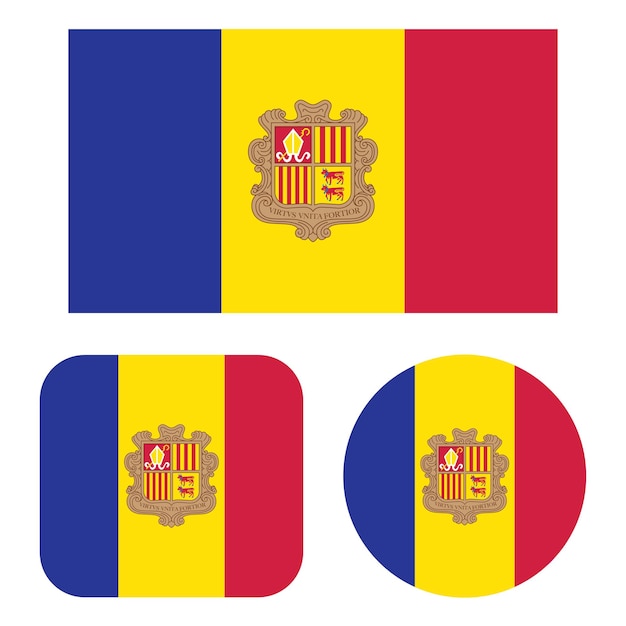 Andorra Flag In Rectangle Square And Circle