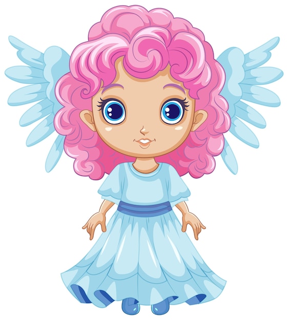 Free vector angel girl with wings cartoon character