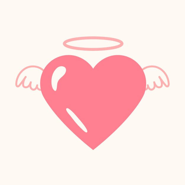 Angel heart icon, pink cute element graphic vector