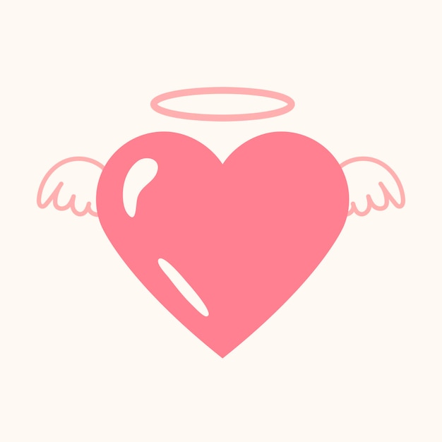 Значок сердца ангела, розовый милый элемент графического вектора