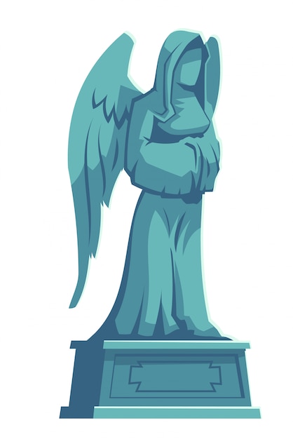 Бесплатное векторное изображение Ангел каменная фигура, кладбище надгробная плита мемориал