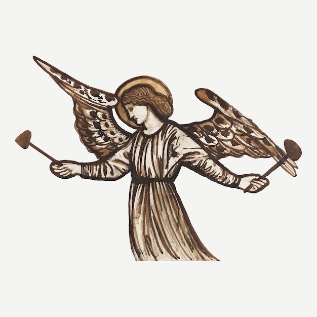 Angel vector illustration, remixed from artworks by Sir Edward Coley Burne&amp;ndash;Jones